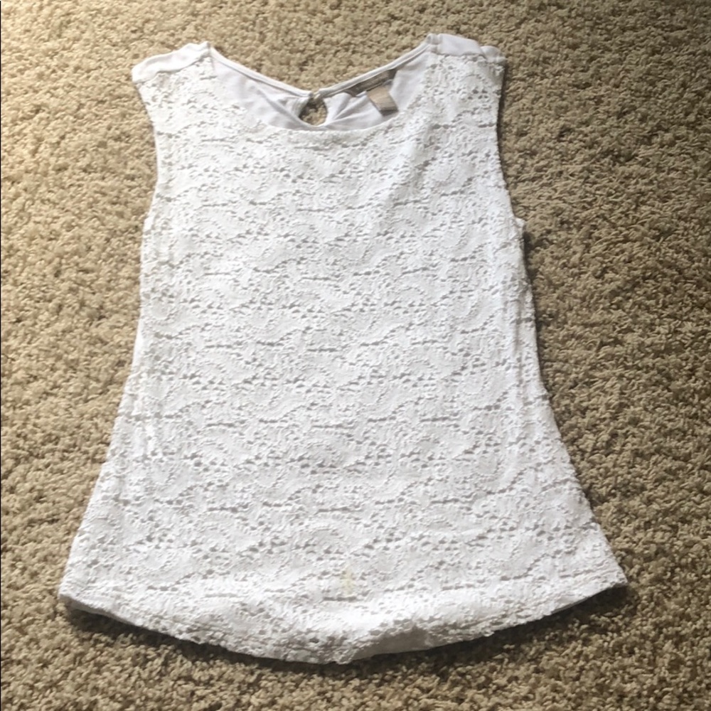 Banana Republic White Lace Blouse Size Medium